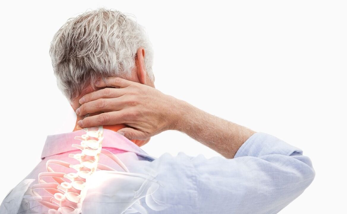 Dolore al collo in un uomo con osteocondrosi